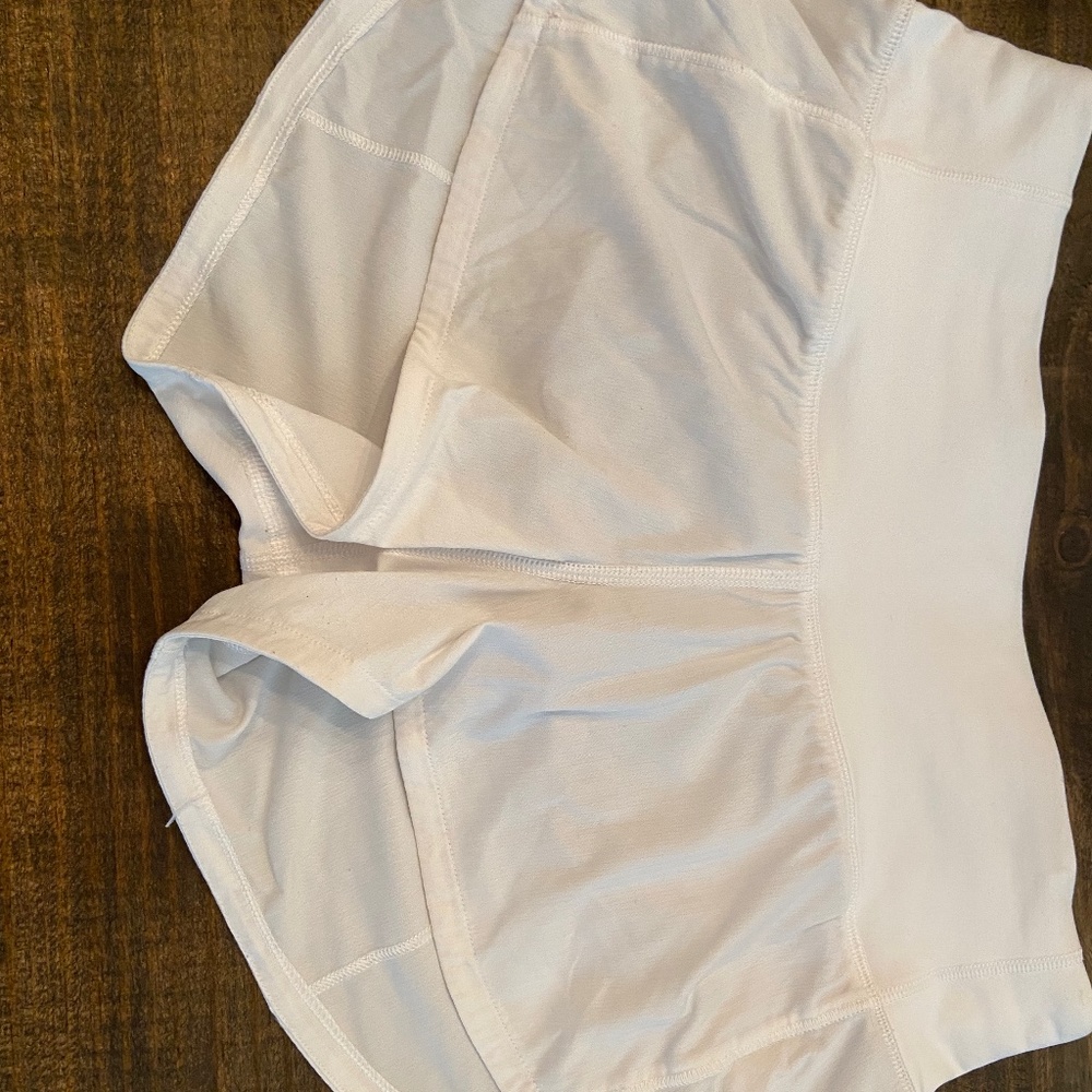 White Lululemon Speed Up Shorts 2.5”